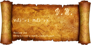 Vári Márk névjegykártya